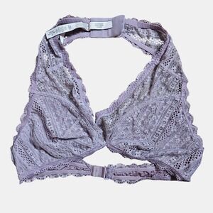 Victoria Secret Lace Halter Bralette Bra Top M Lingerie Purple Polyamide 361640‎